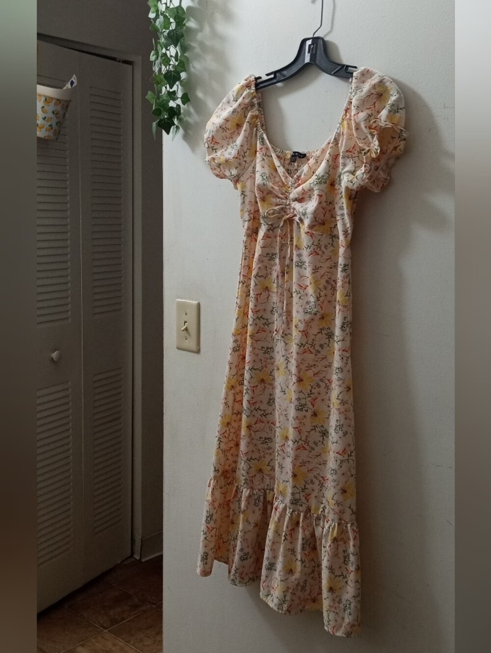 Wish Peach Floral Maxi Dress with Puff Sleeves